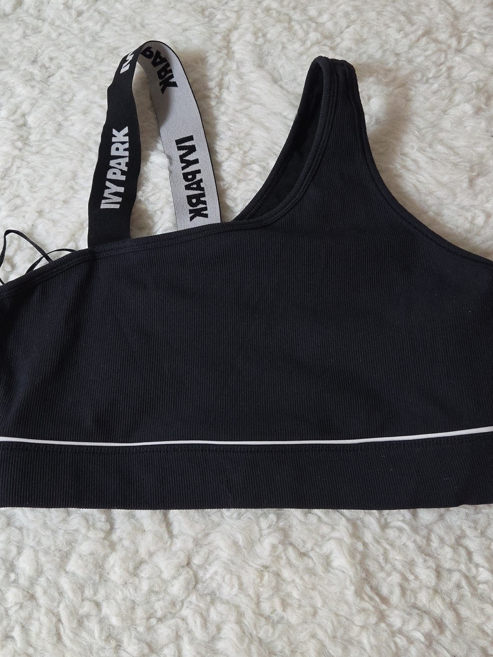 Beyonce Ivy Park Asymmetric Ribbed Crop Tank Top - Picture 3 of 8